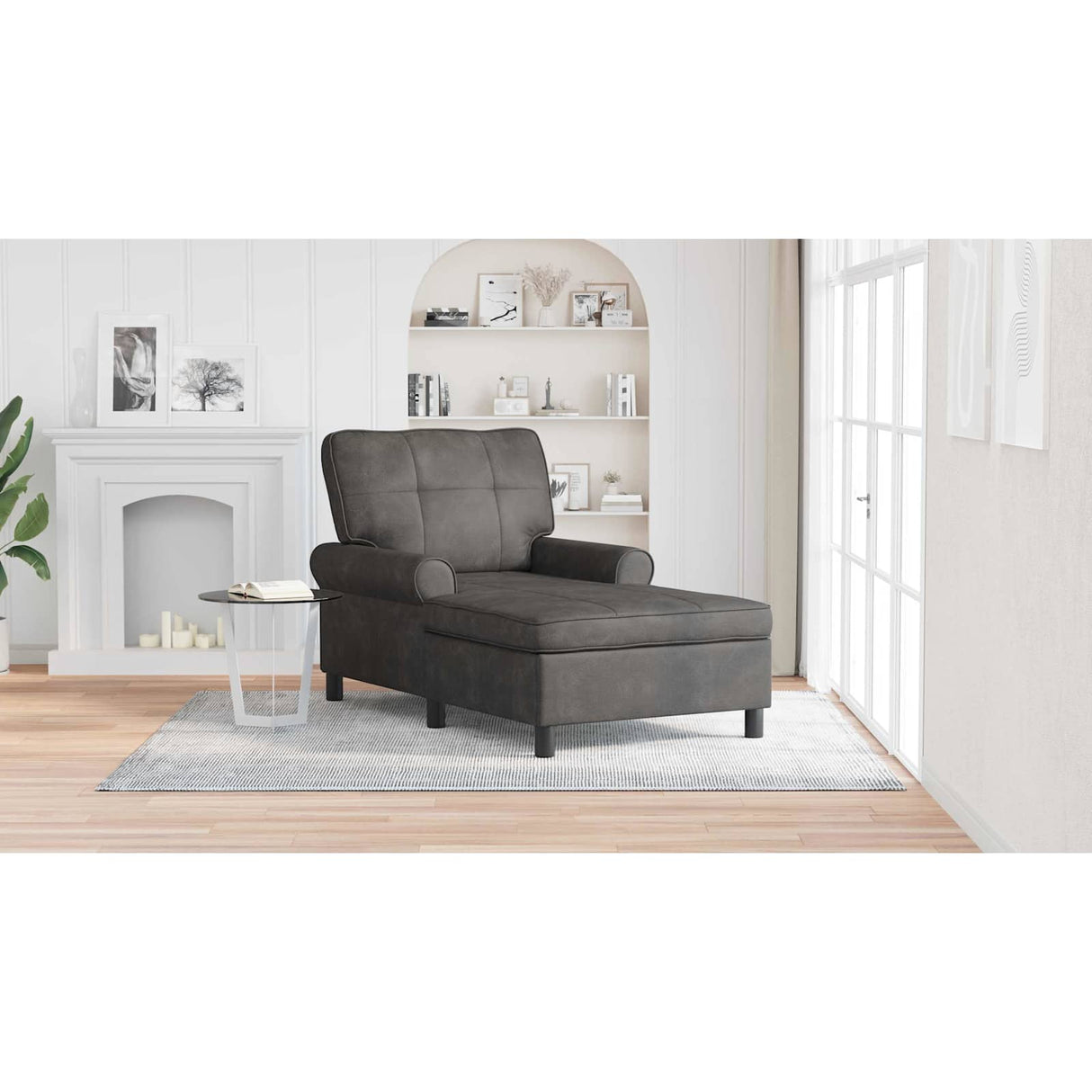 Lounge Chair with Cushion Black 91 x 157 x 91 cm Faux Leather