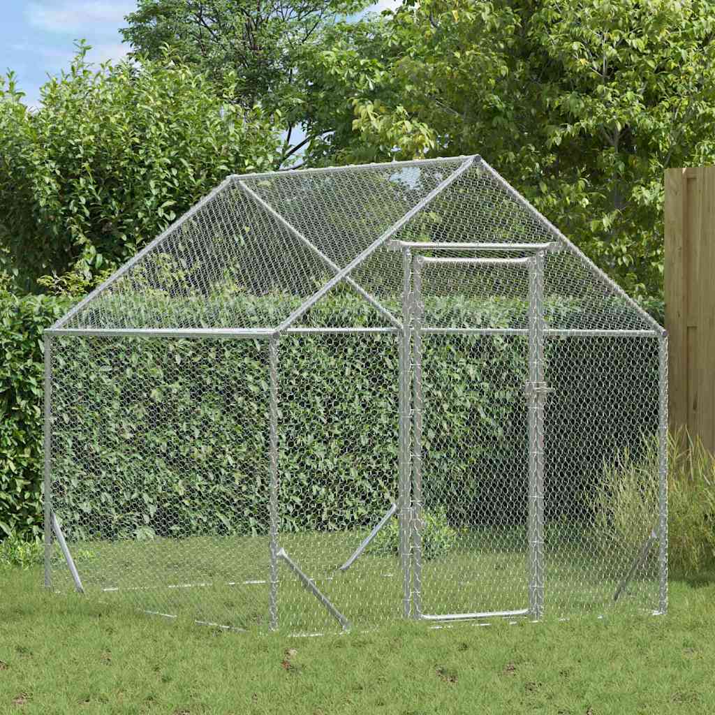 Chicken Cage Silver 200x170x177cm Galvanised Steel