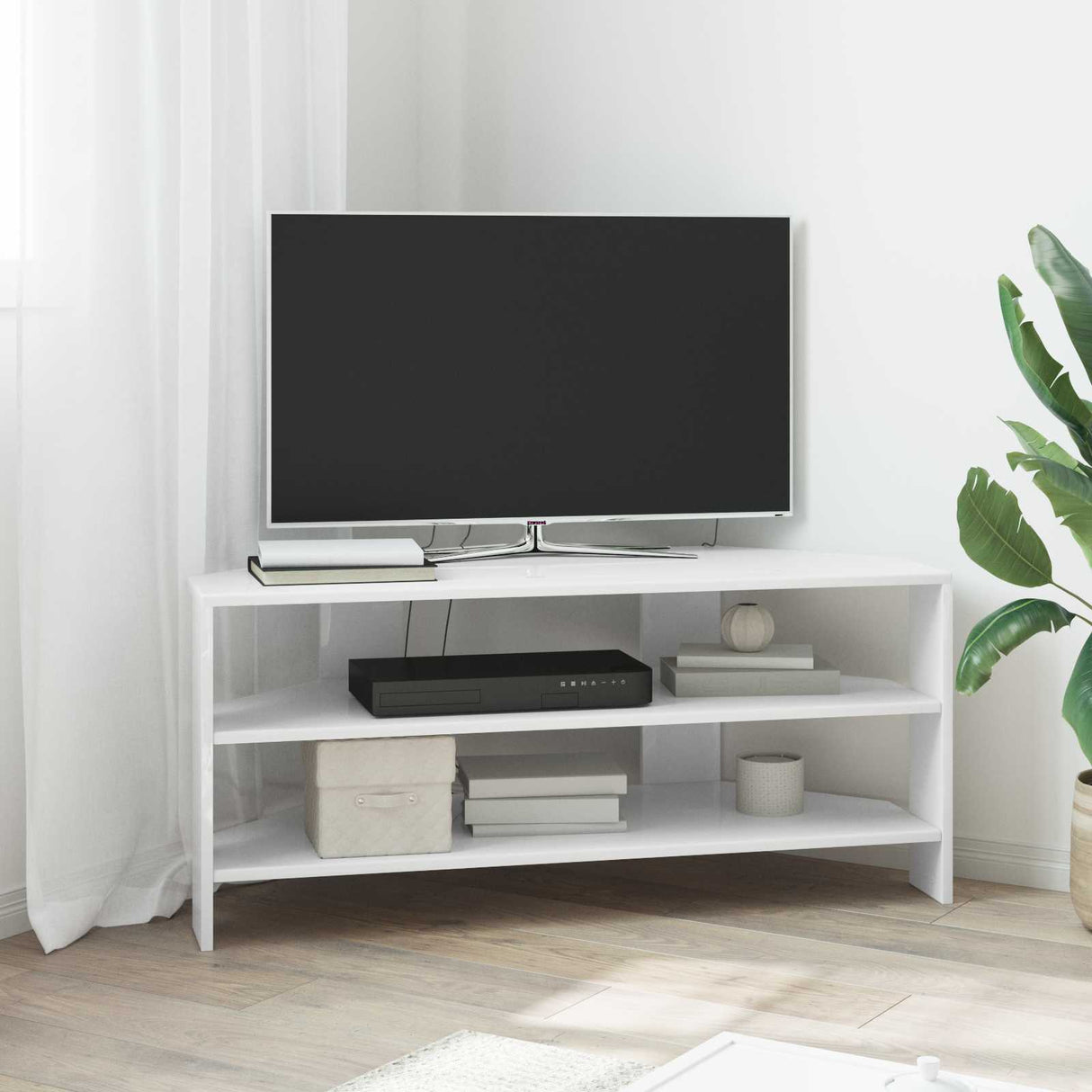 CornerTVCabinet 100 x 40.5 x 45 cm High gloss White