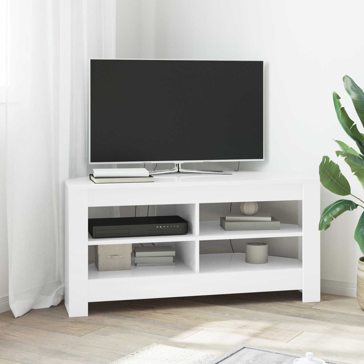 CornerTVCabinet 102 x 41 x 50 cm White Engineered Wood