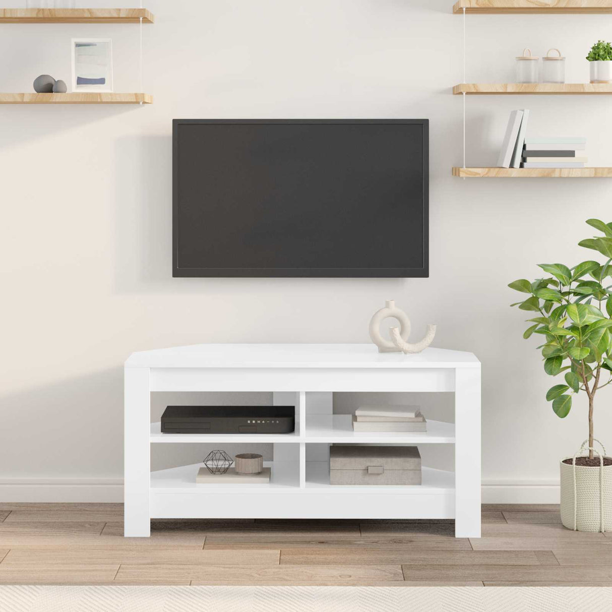 CornerTVCabinet 102 x 41 x 50 cm White Engineered Wood