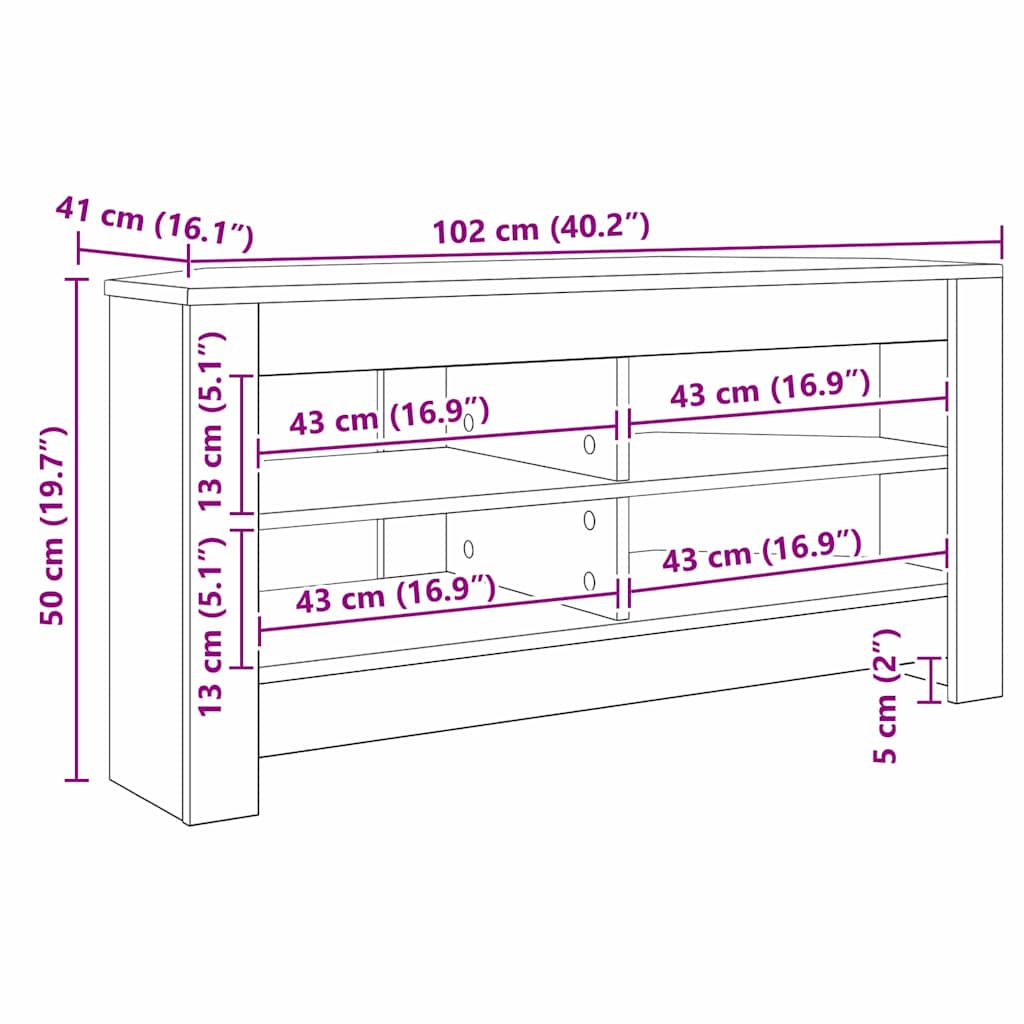 CornerTVCabinet 102 x 41 x 50 cm Sonoma Oak Engineered Wood