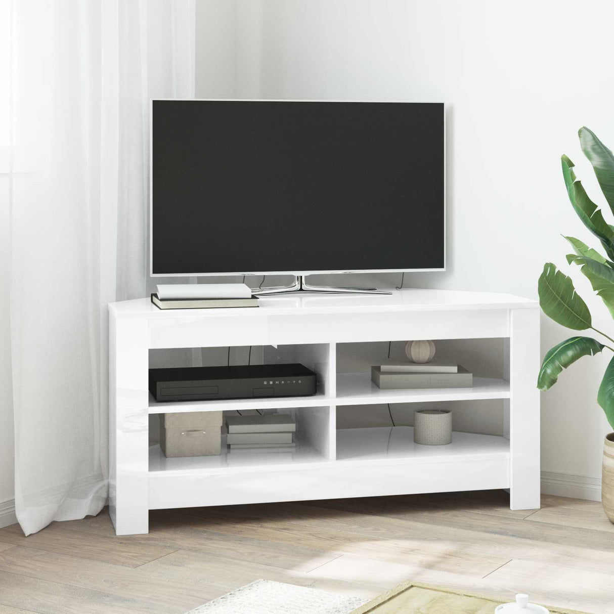 CornerTVCabinet 102 x 40,5 x 45 cm High gloss White