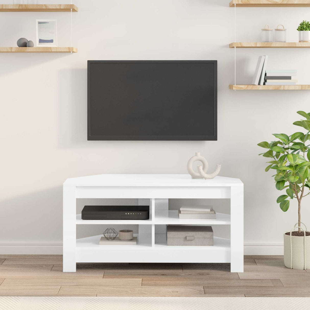 CornerTVCabinet 102 x 40,5 x 45 cm High gloss White