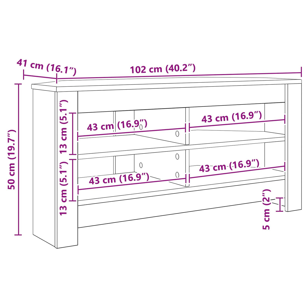 CornerTVCabinet 102 x 40,5 x 45 cm High gloss White