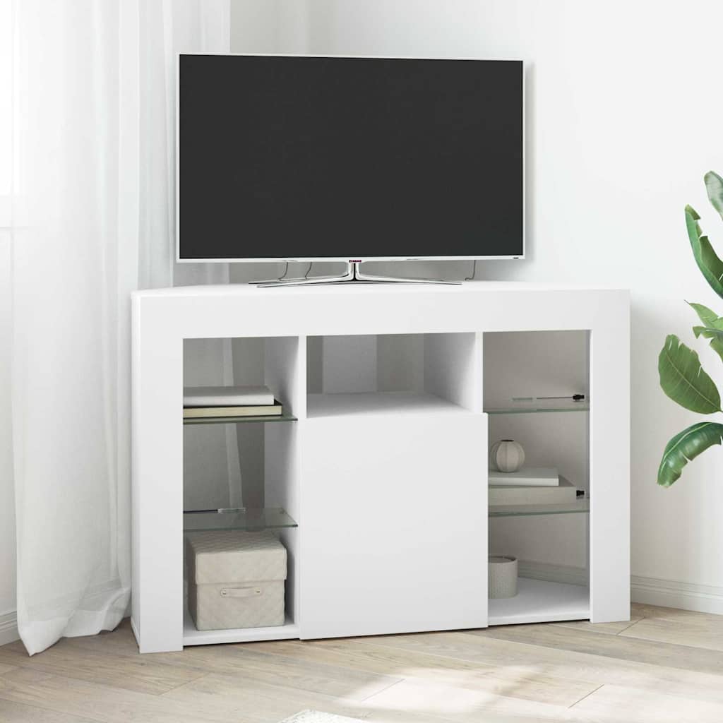 Corner LED TV Cabinet White 100x40x68cm Engineered Wood