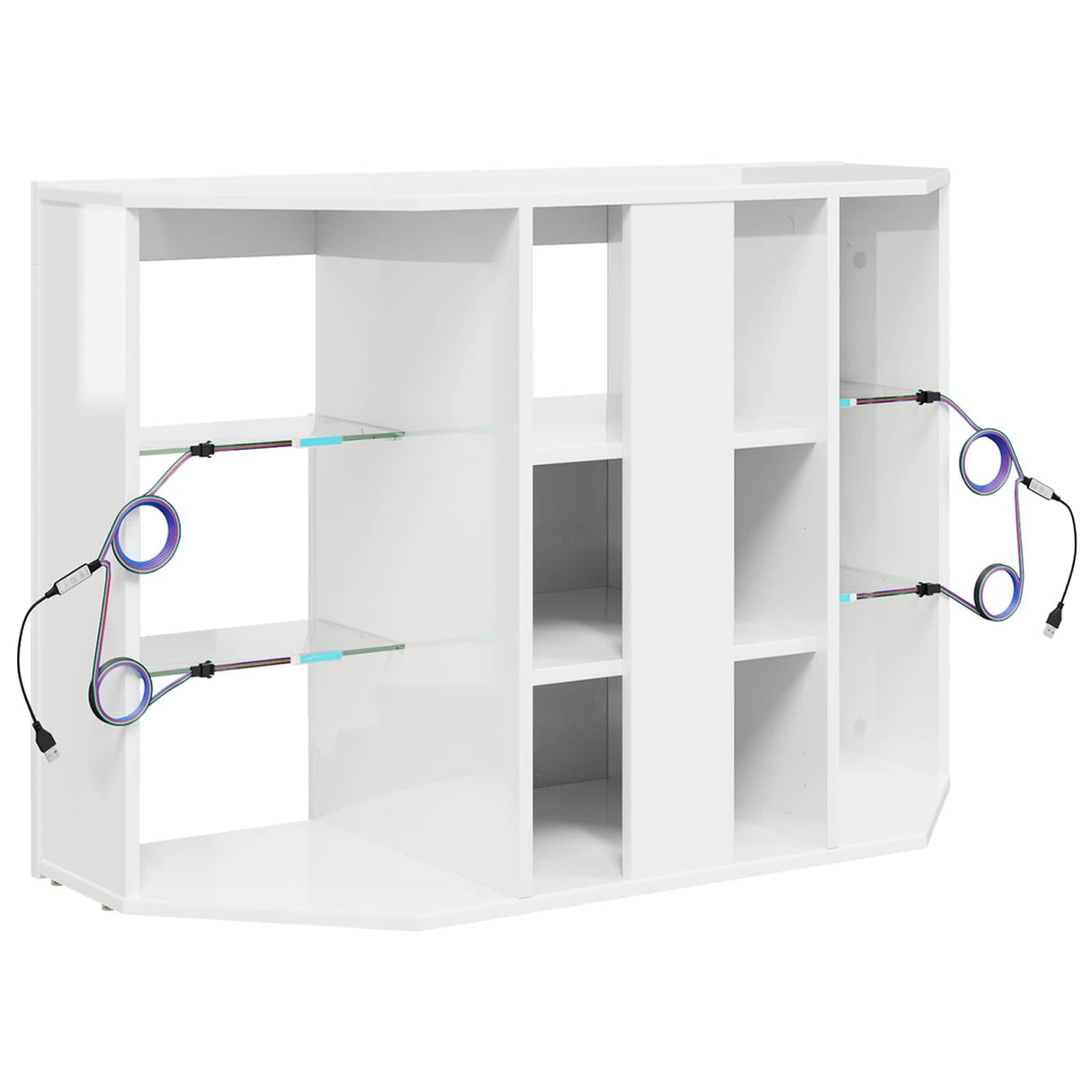 Corner LED TV Cabinet Wall-mounted High gloss White 100x40x68cm