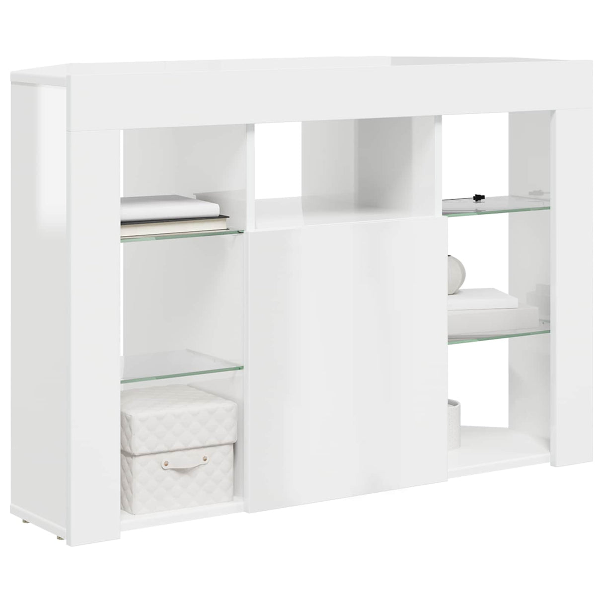 Corner LED TV Cabinet 100x40x68cm High gloss White
