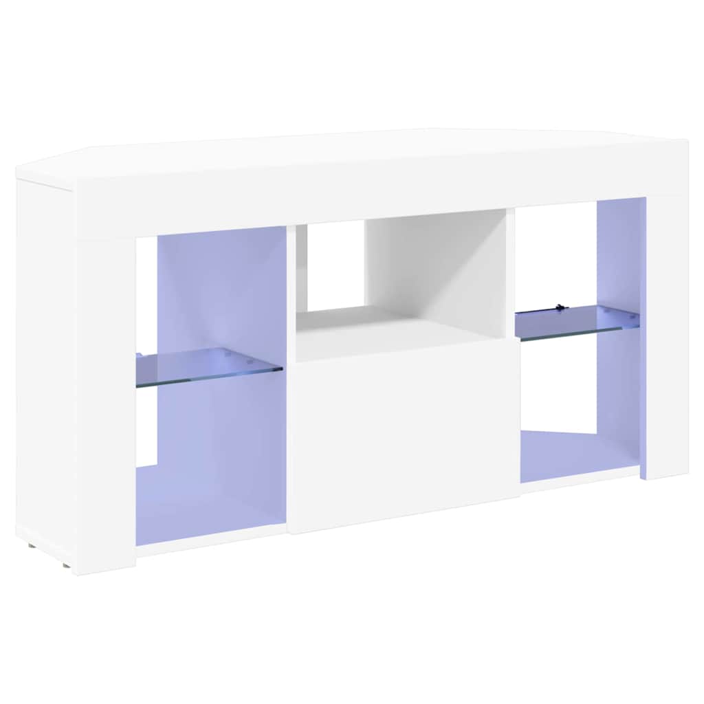 Corner LED TV Cabinet 100 x 40 x 50 cm White Engineered Wood