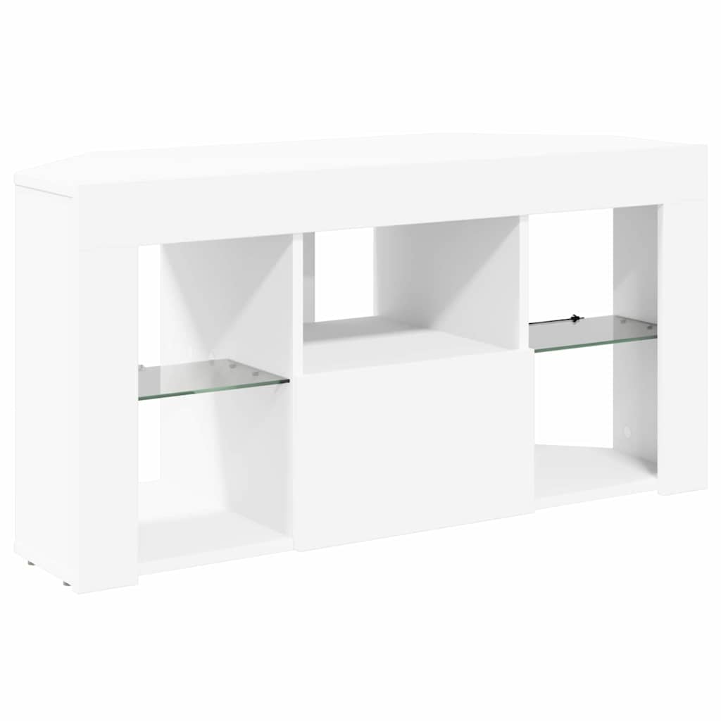 Corner LED TV Cabinet 100 x 40 x 50 cm White Engineered Wood