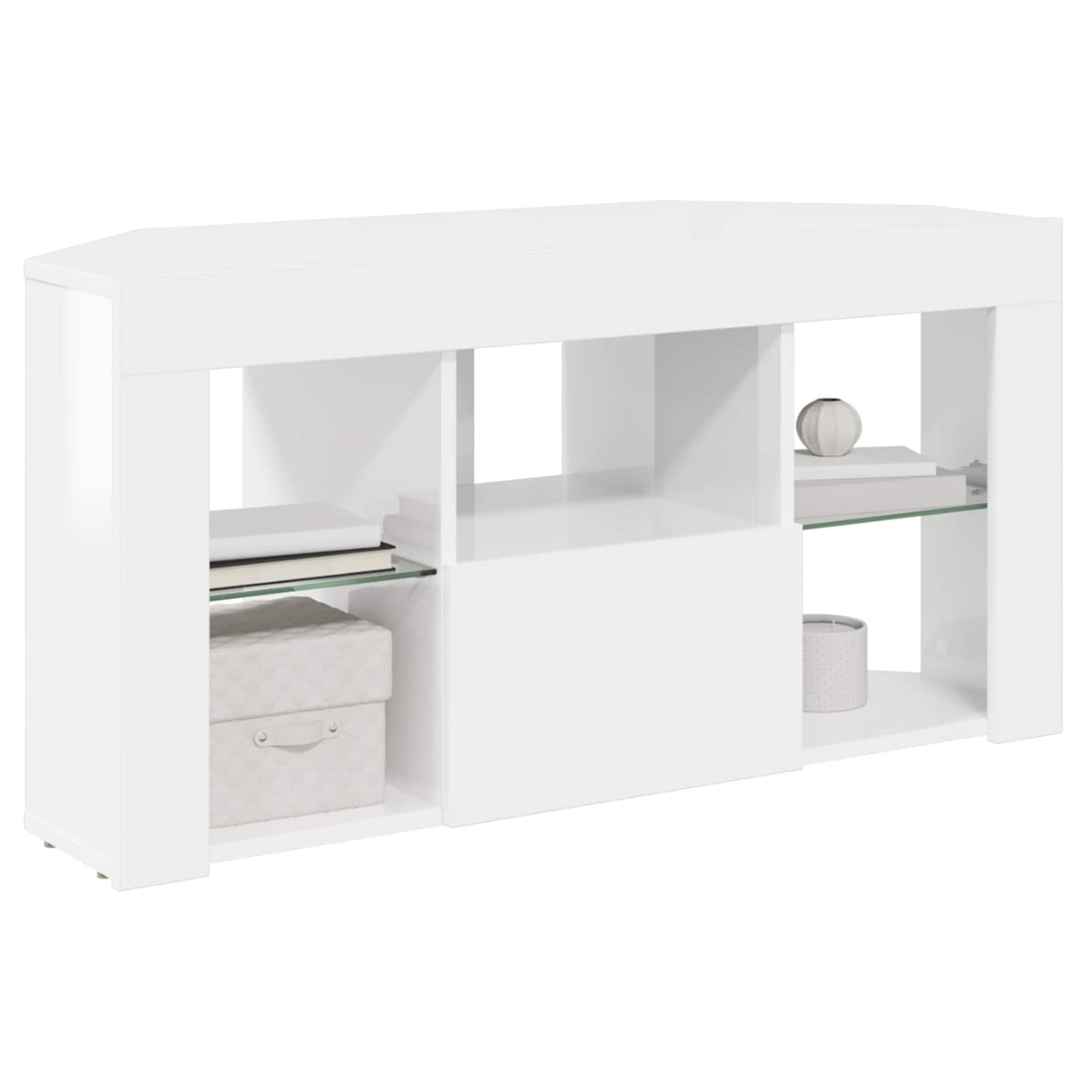 Corner LED TV Cabinet 100 x 40 x 50 cm High gloss White