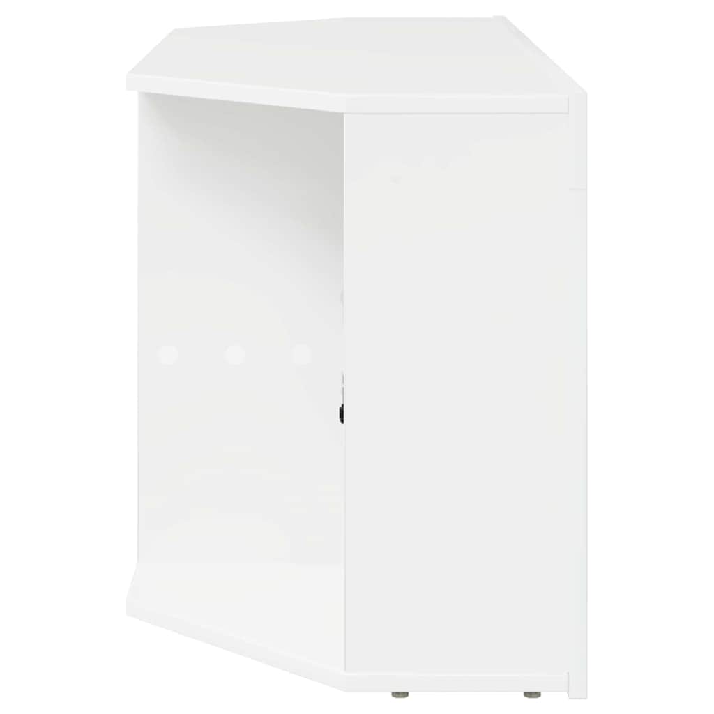 Corner LED TV Cabinet High gloss White 100 x 40 x 50 cm