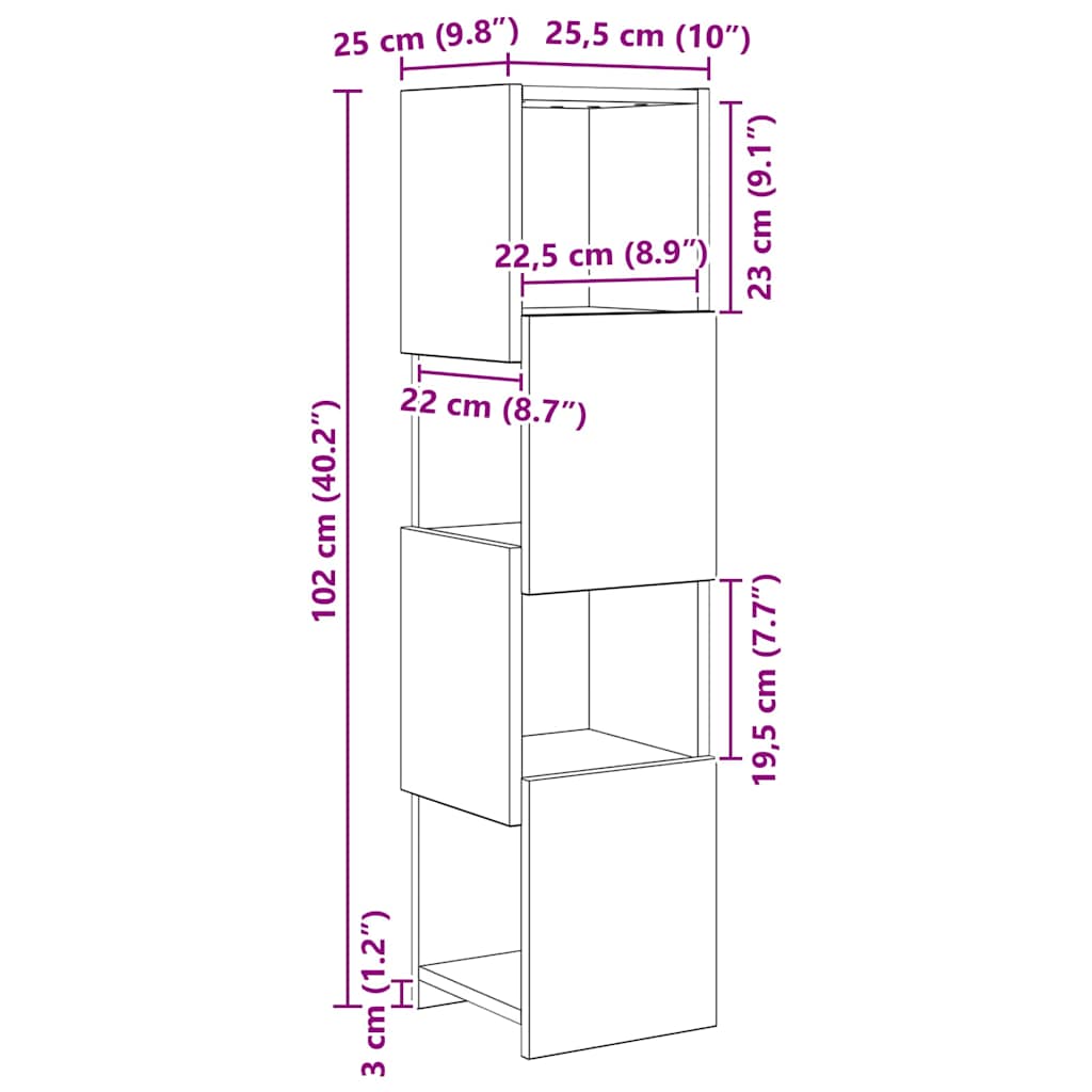 Corner Cabinet 25,5x25x102cm Engineered Wood Sonoma Oak