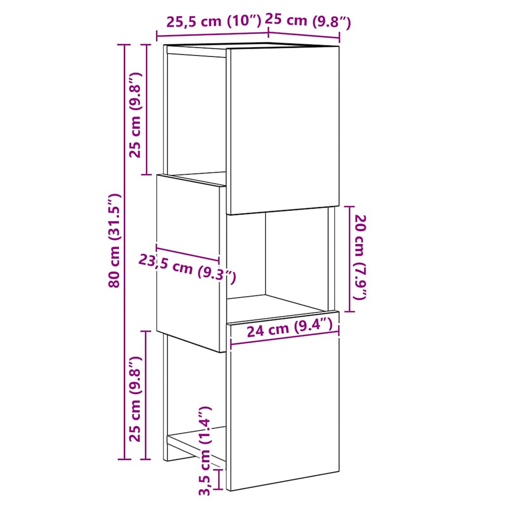 Corner Cabinet Sonoma Oak 25,5x25x80cm Engineered Wood