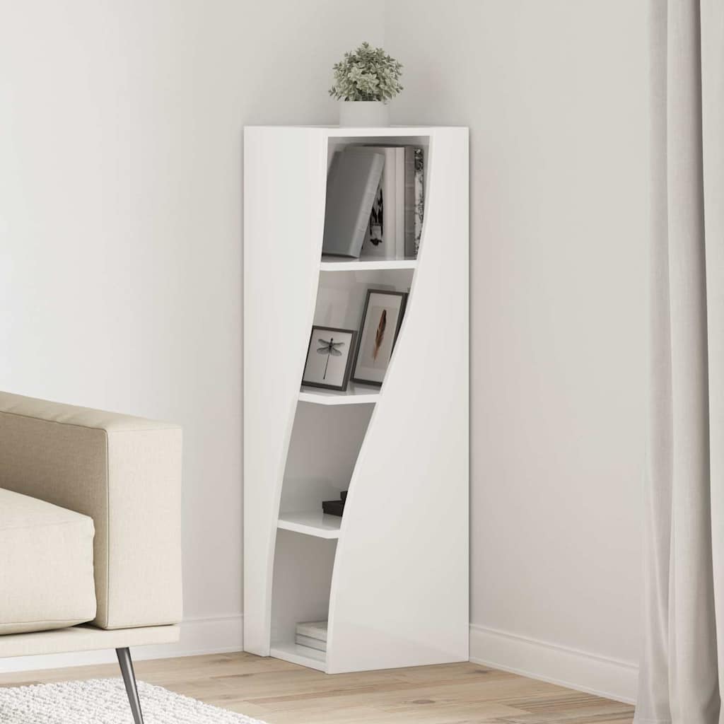 Corner Cabinet High Gloss White 32x32x102cm Engineered Wood