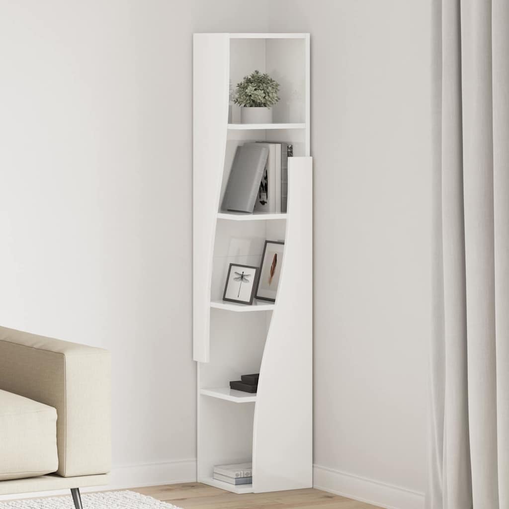 Corner Cabinet High Gloss White 27,5x27x140cm Engineered Wood