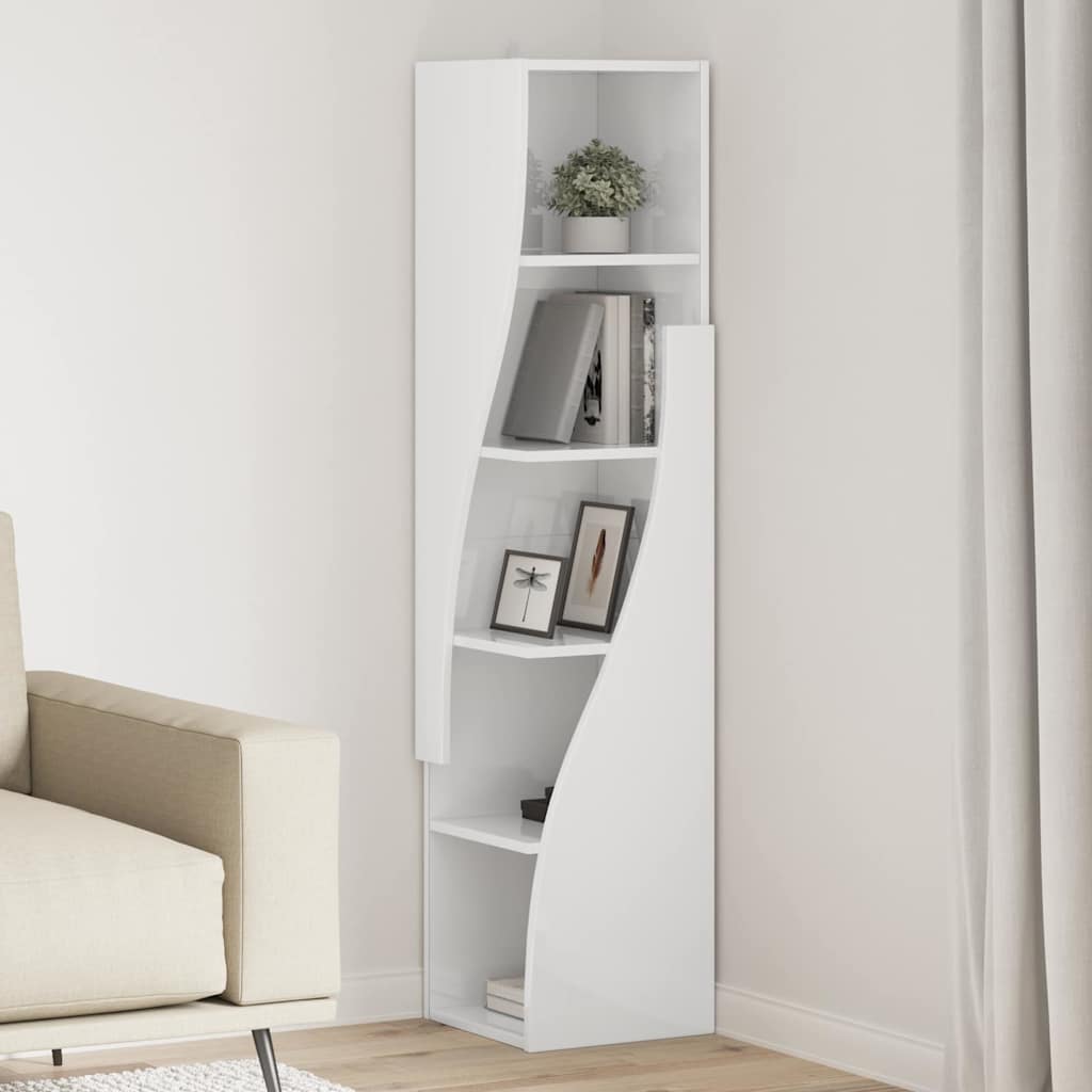 Corner Cabinet High Gloss White 32x32x140cm Engineered Wood