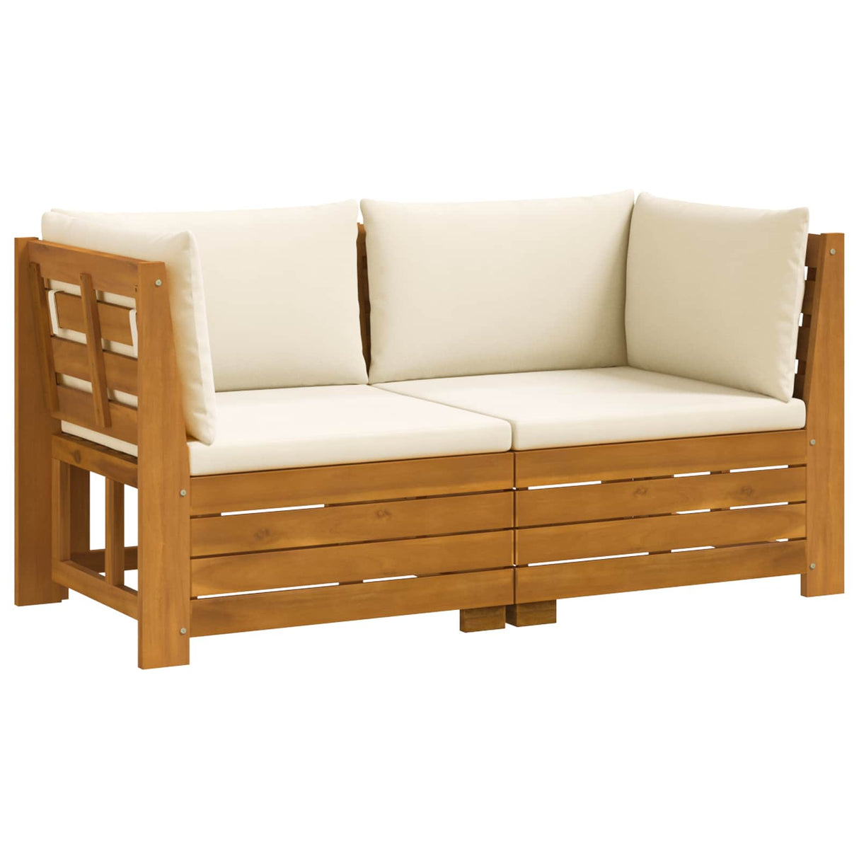 Outdoor Sofa Set with Cushion 2 Piece Brown Solid Acacia Wood