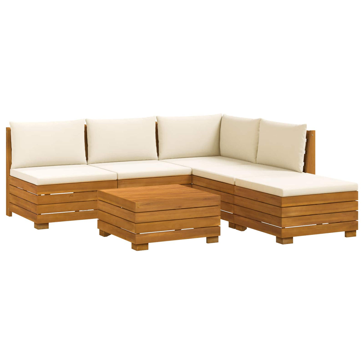 Outdoor Sofa Set with Cushion 6 Piece Brown Solid Acacia Wood