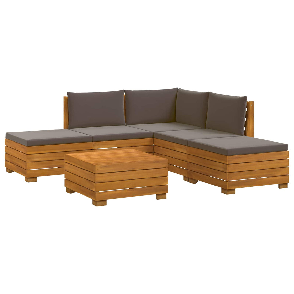 Outdoor Sofa Set with Cushion 6 Piece Brown Solid Acacia Wood