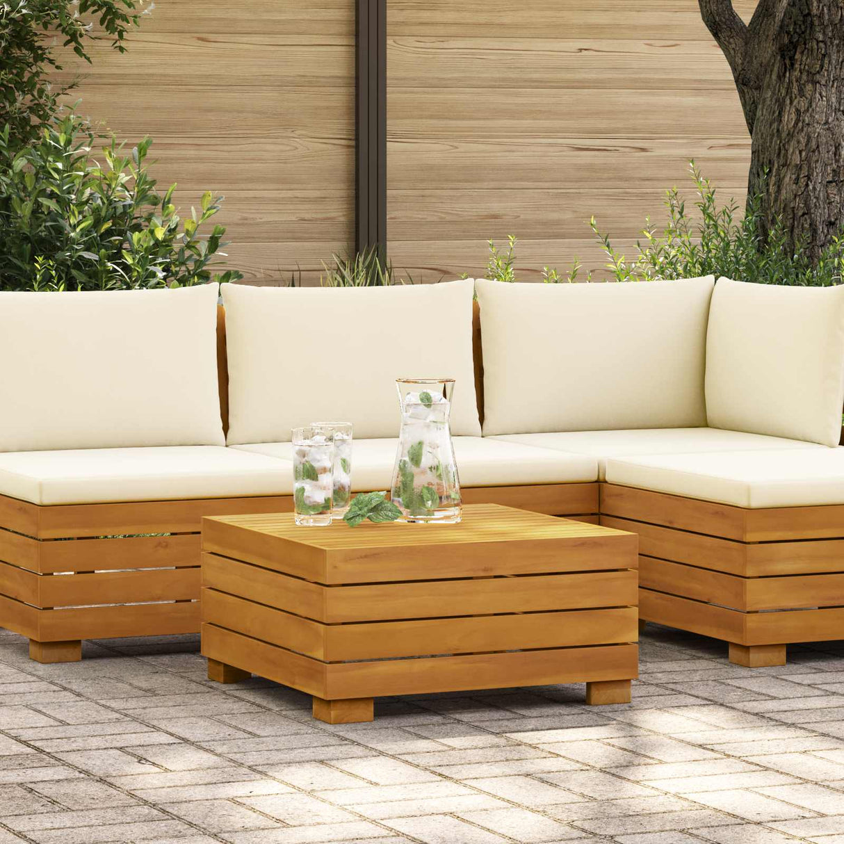 Garden Side Table Solid Acacia Wood Brown 60 x 60 x 30 cm