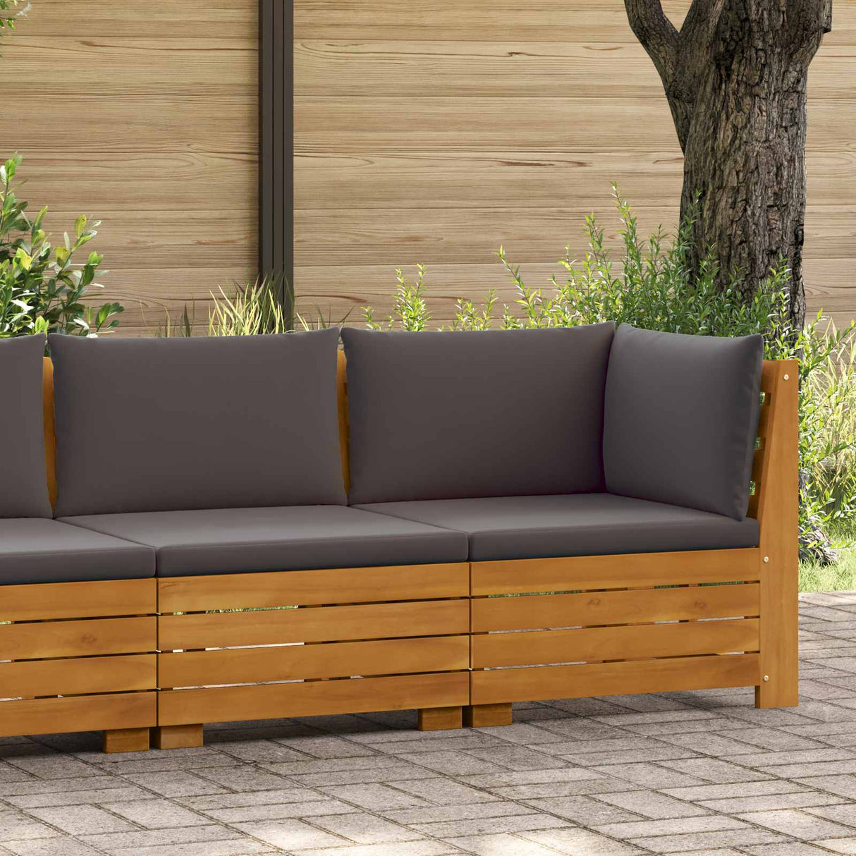 Garden Lounge Set with Cushion 2 Piece Brown Solid Acacia Wood