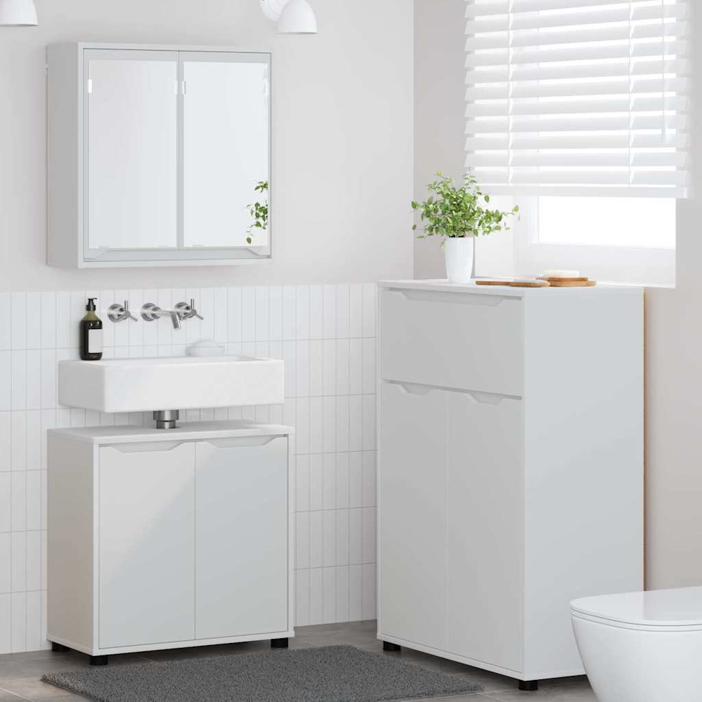Bathroom Furniture Set with Drawer 3 pcs White Engineered Wood