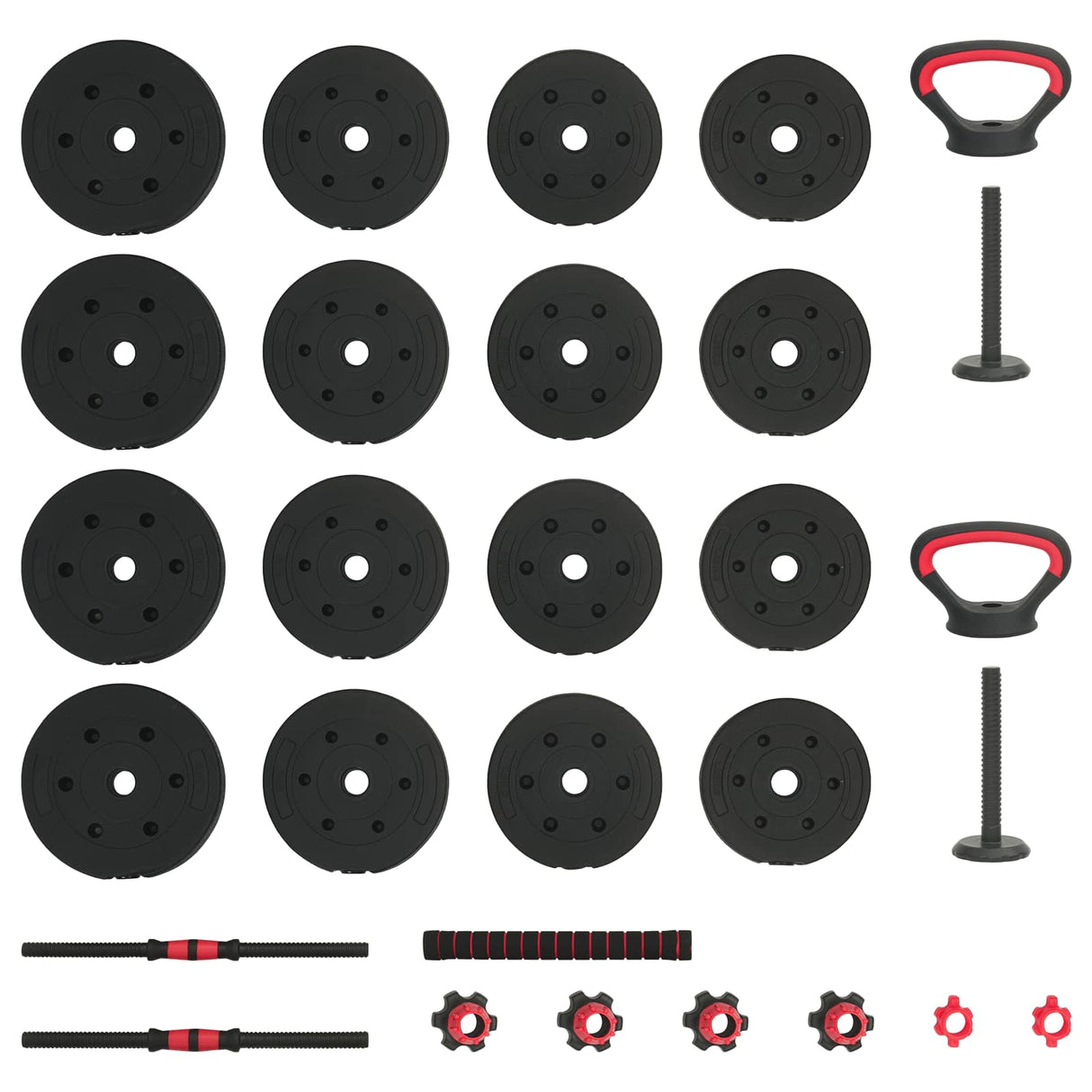 4-in-1 Dumbbell Set 30kg Black and Red Cement and Iron Sand