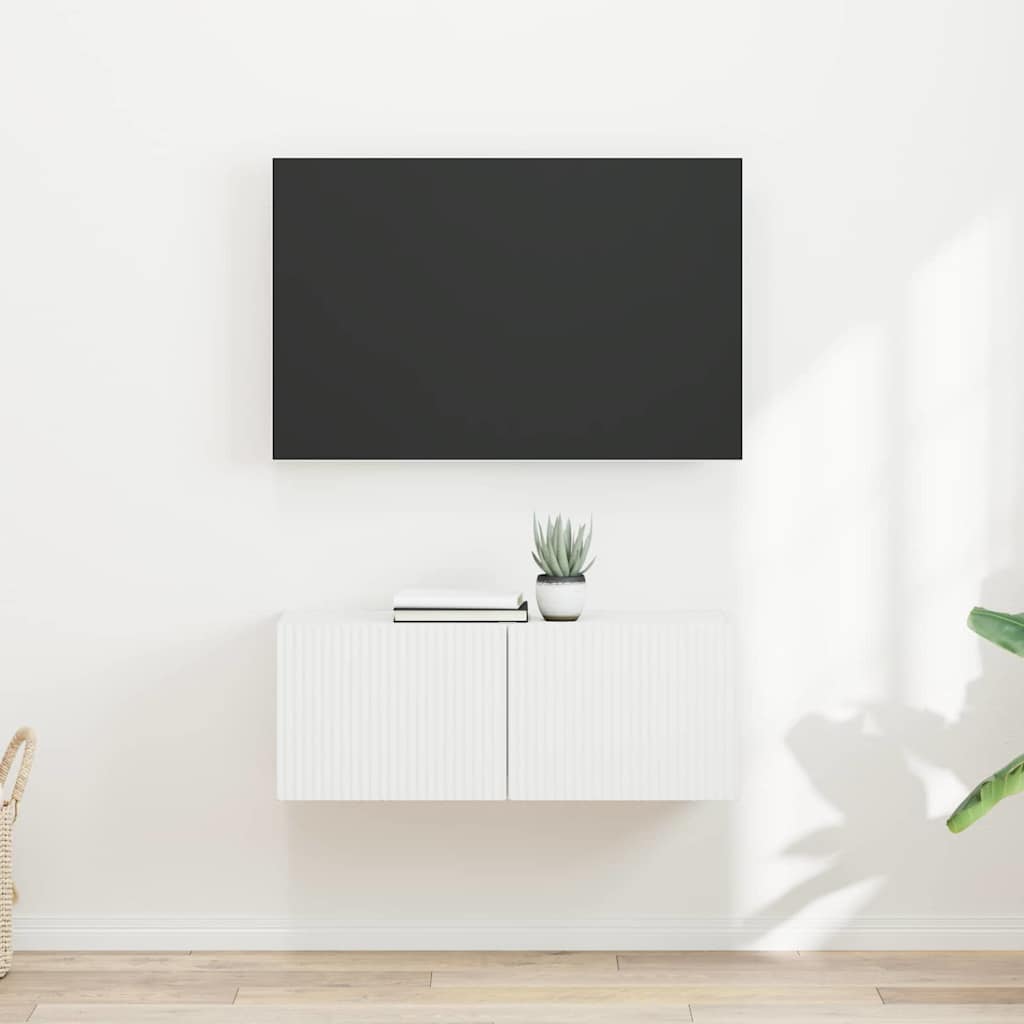TV Wall Cabinet 2 pcs White Engineered Wood