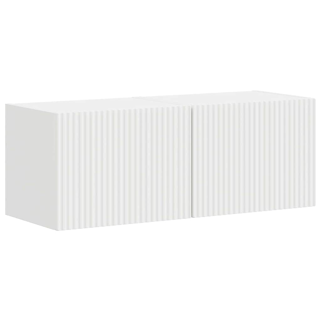 TV Wall Cabinet 2 pcs White Engineered Wood