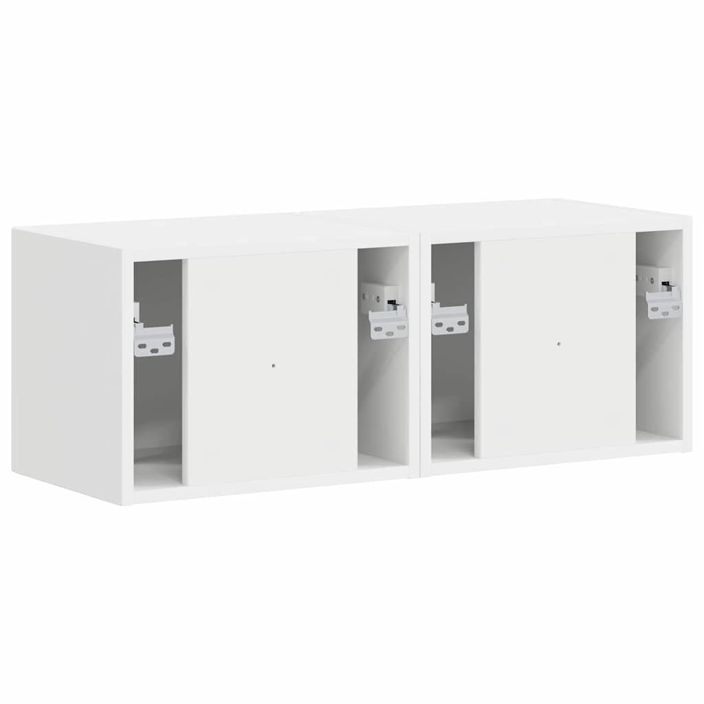 TV Wall Cabinet 2 pcs White Engineered Wood