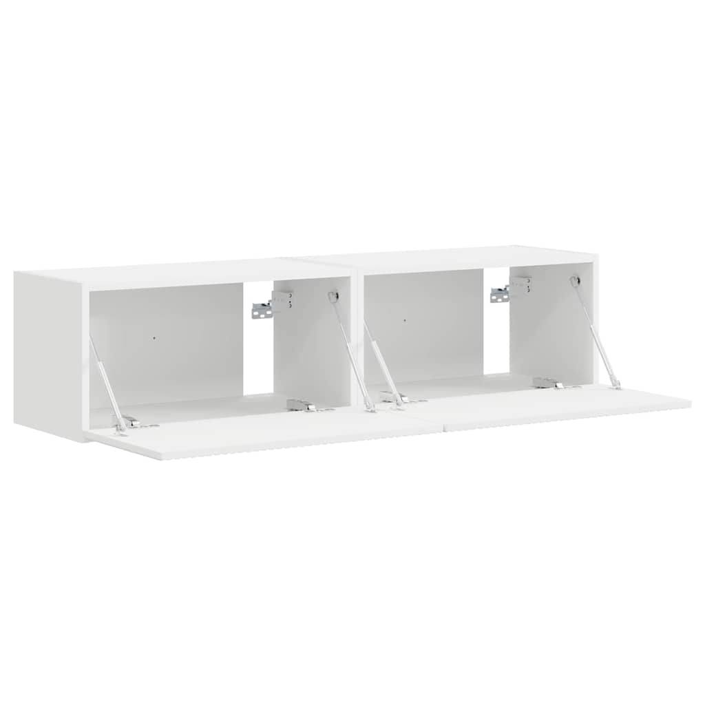 TV Wall Cabinet 2 pcs White Engineered Wood
