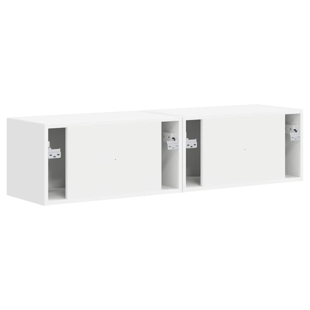 TV Wall Cabinet 2 pcs White Engineered Wood