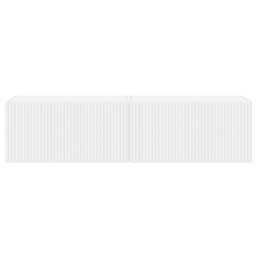 TV Wall Cabinet 2 pcs White Engineered Wood