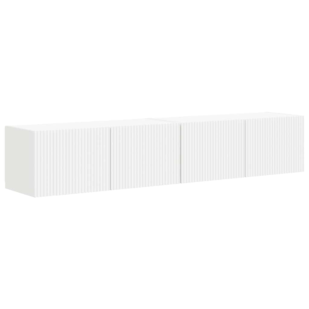 TV Wall Cabinet 2 pcs White Engineered Wood