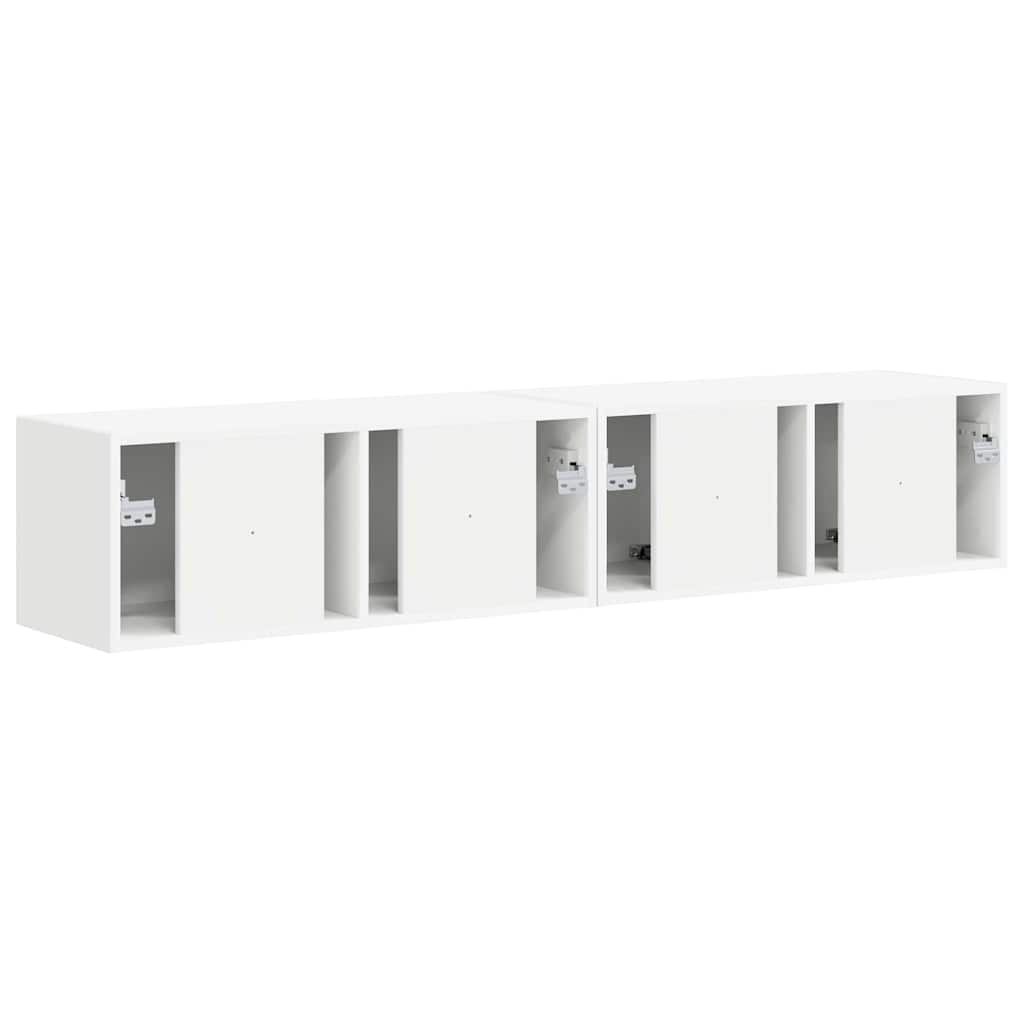 TV Wall Cabinet 2 pcs White Engineered Wood