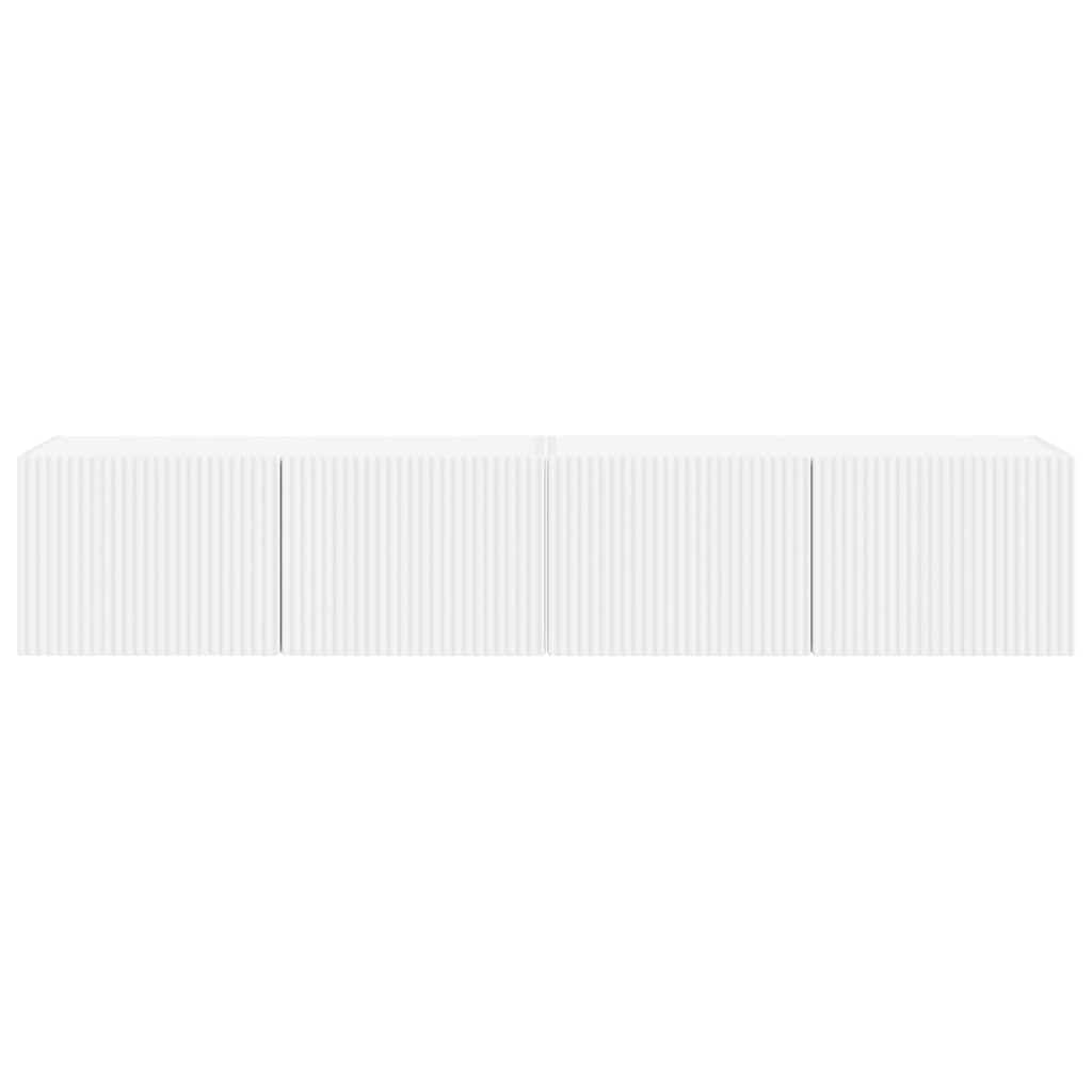 TV Wall Cabinet 2 pcs White Engineered Wood