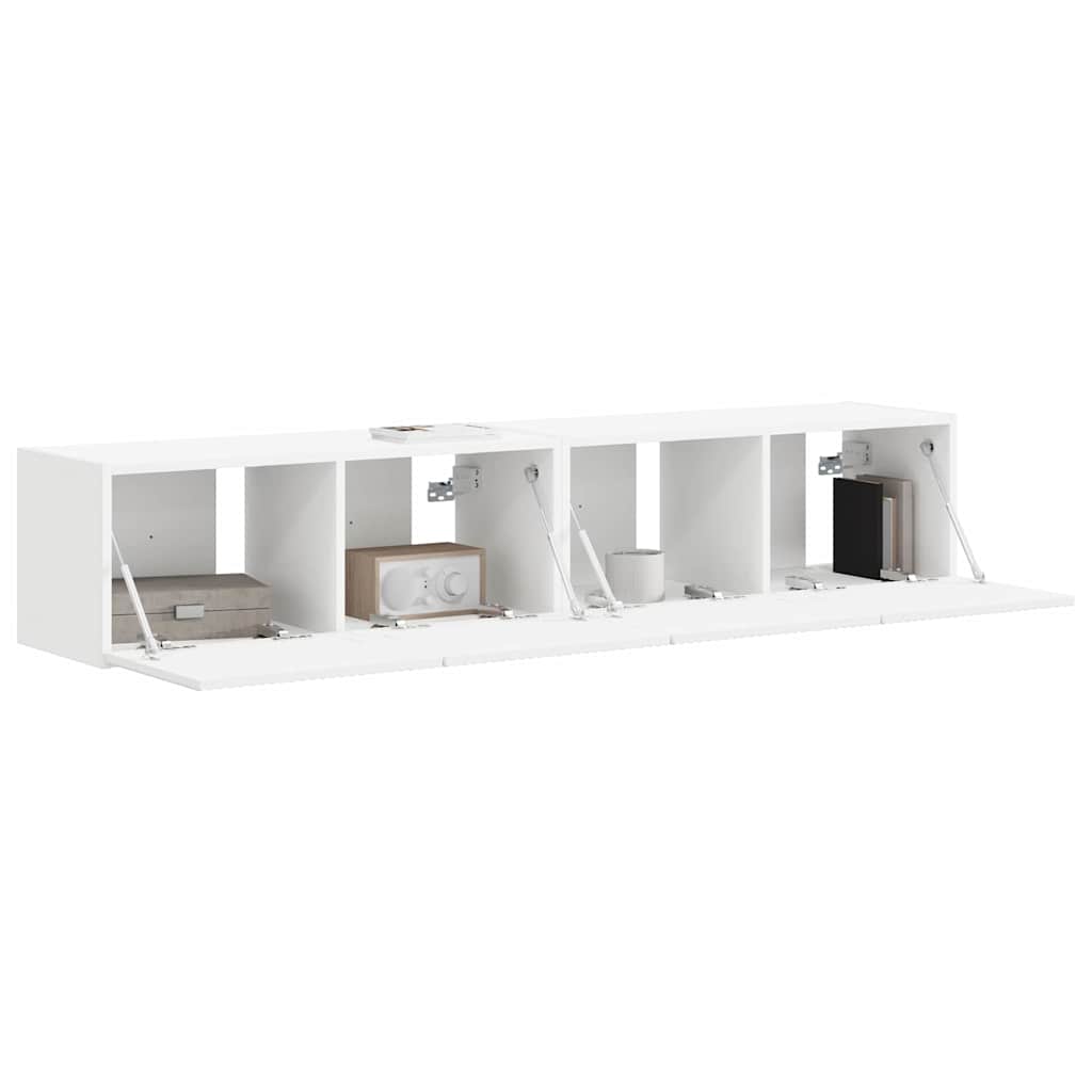 TV Wall Cabinet 2 pcs White Engineered Wood