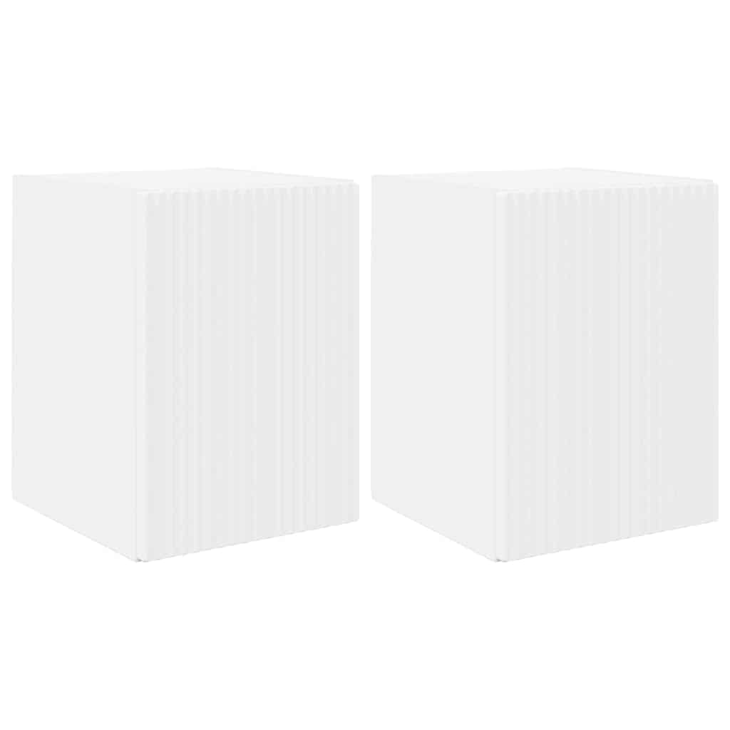 TV Wall Cabinet 2 pcs White Engineered Wood