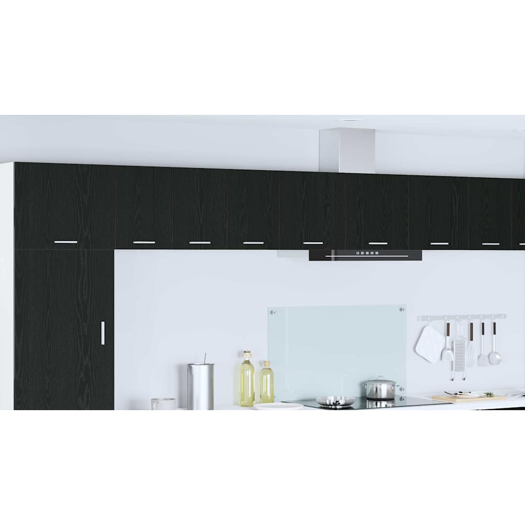 Hanging Cabinet with Door Black Oak and White 30 x 31 x 40 cm