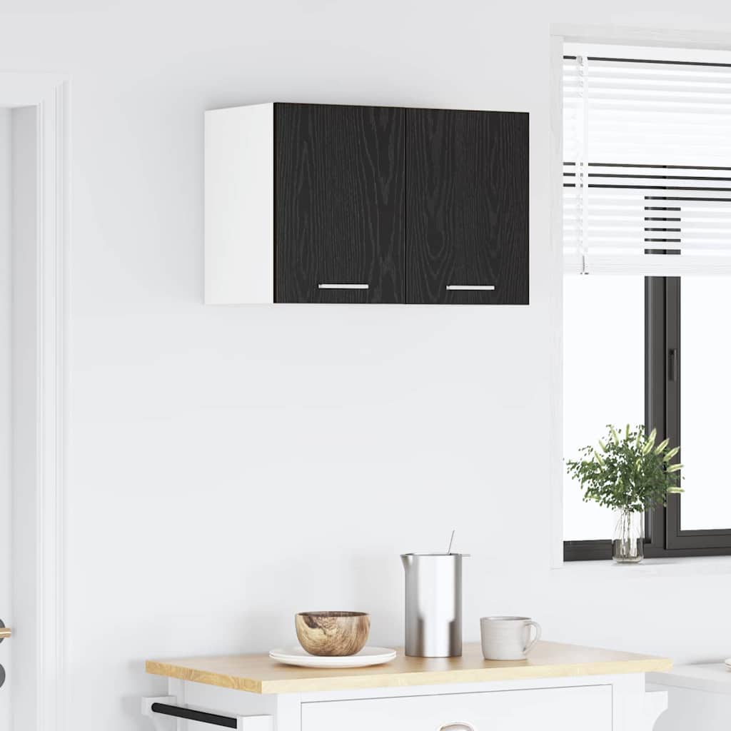 Hanging Cabinet Riga Black Oak and White 30 x 31 x 40 cm