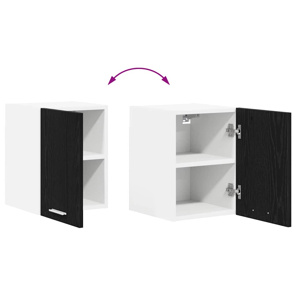 Hanging Cabinet Riga Black Oak and White 30 x 31 x 40 cm