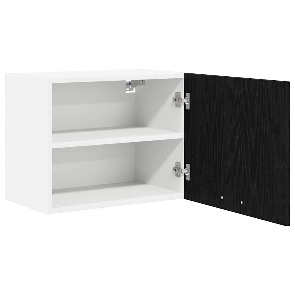 Hanging Cabinet with Door Black Oak and White 50 x 31 x 40 cm
