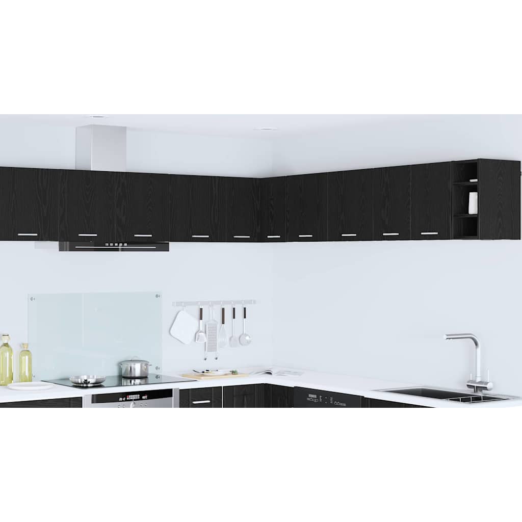 Hanging Cabinet Black Oak and White 57 x 57 x 40 cm