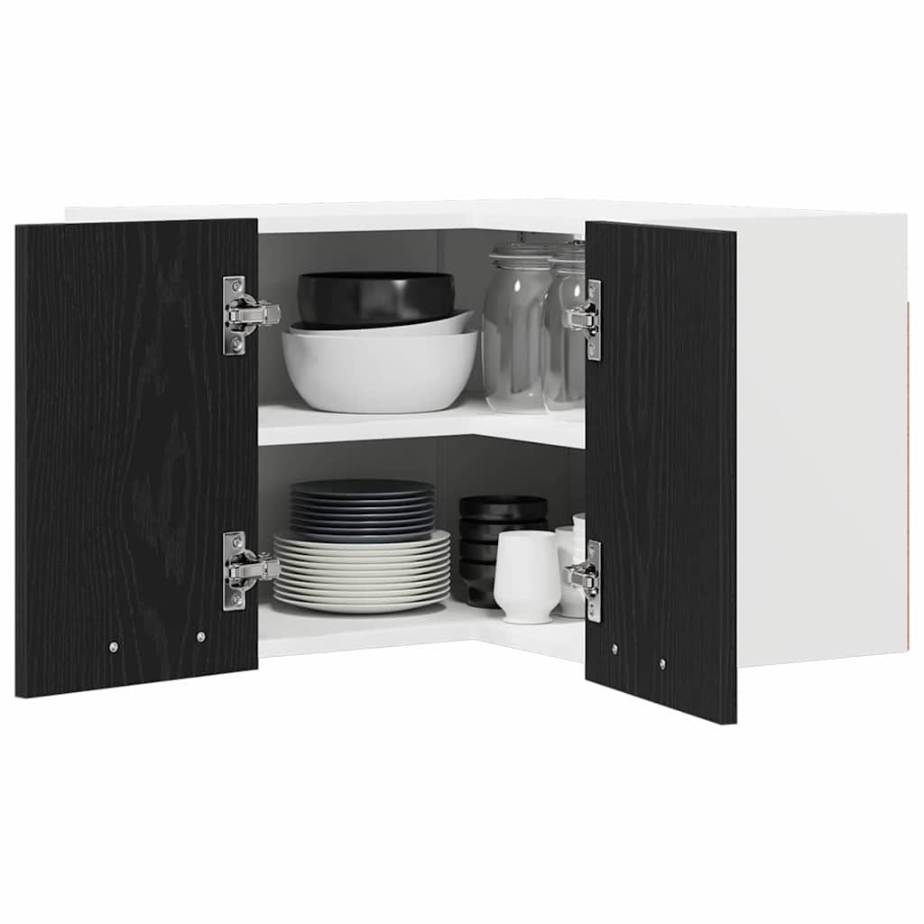Hanging Cabinet Riga Black Oak and White 57 x 57 x 40 cm