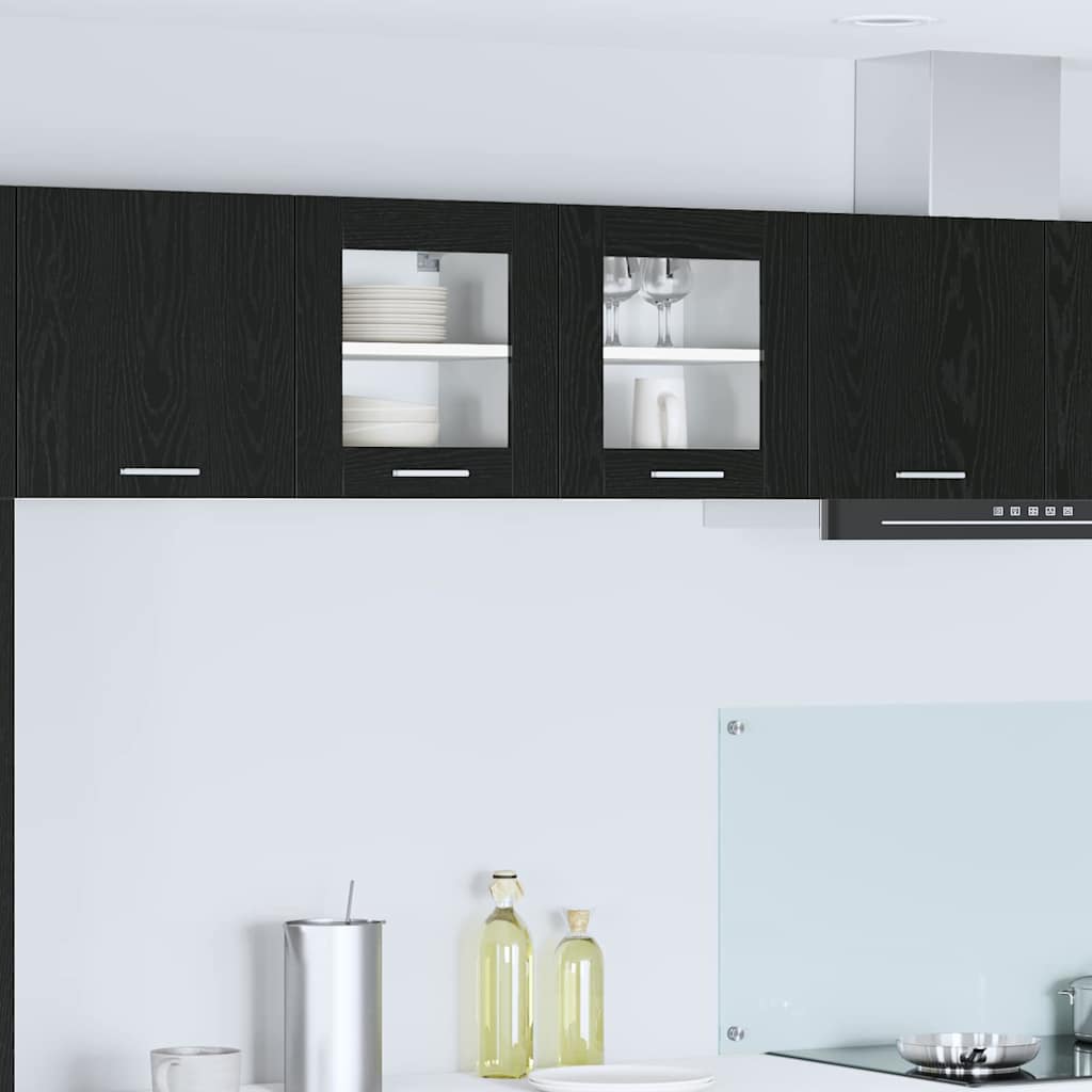 Hanging Cabinet with Shelf Riga 2 pcs Black Oak 40 x 31 x 40 cm