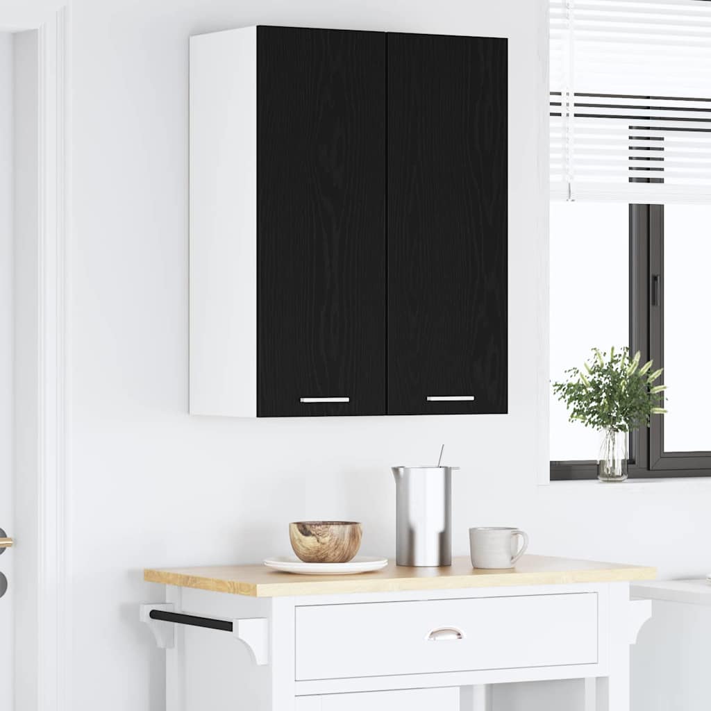 Hanging Cabinet Riga Black Oak and White 30 x 31 x 80 cm