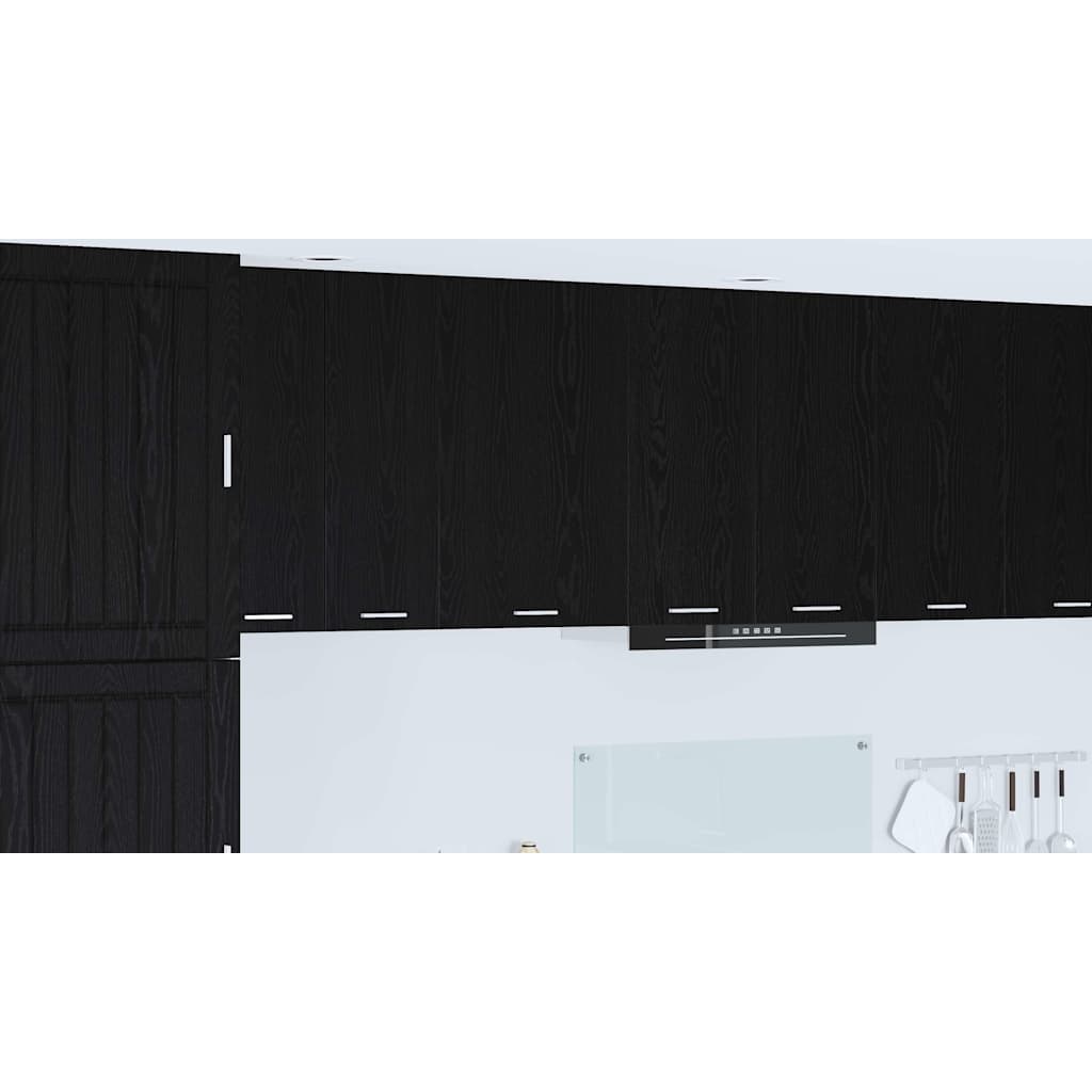 Hanging Cabinet with Door Black Oak and White 50 x 31 x 80 cm