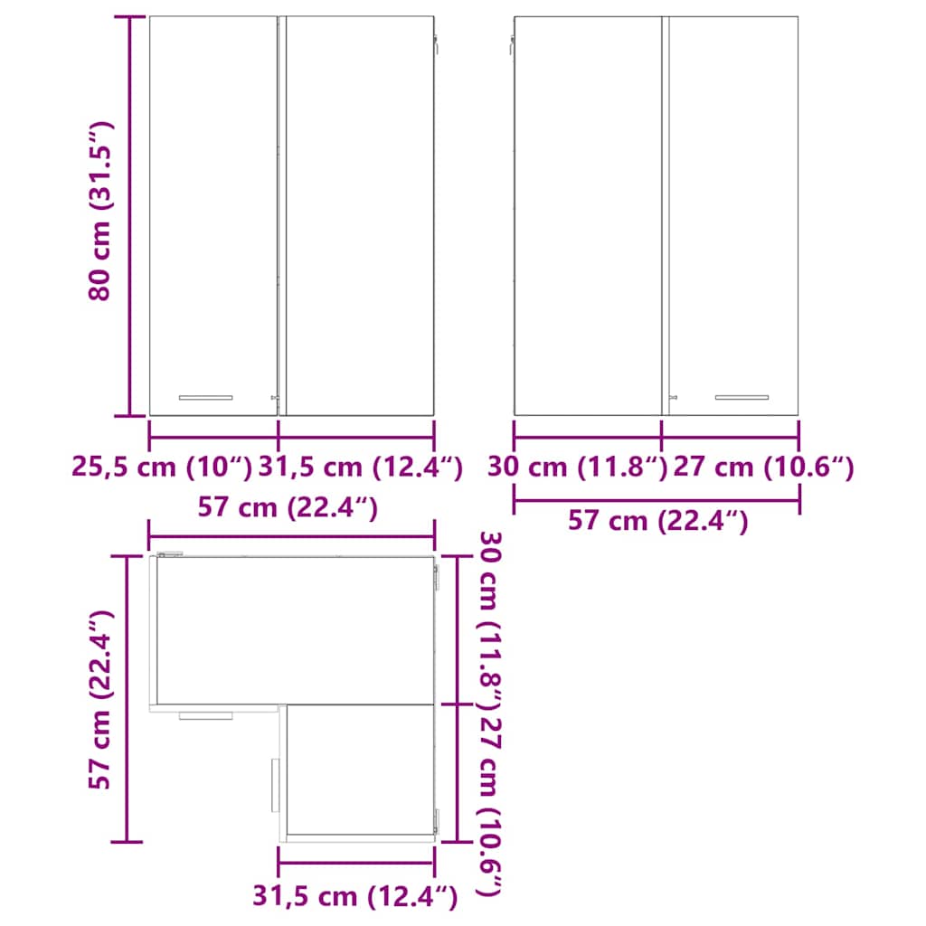 Hanging Cabinet White 57 x 57 x 80 cm Engineered Wood