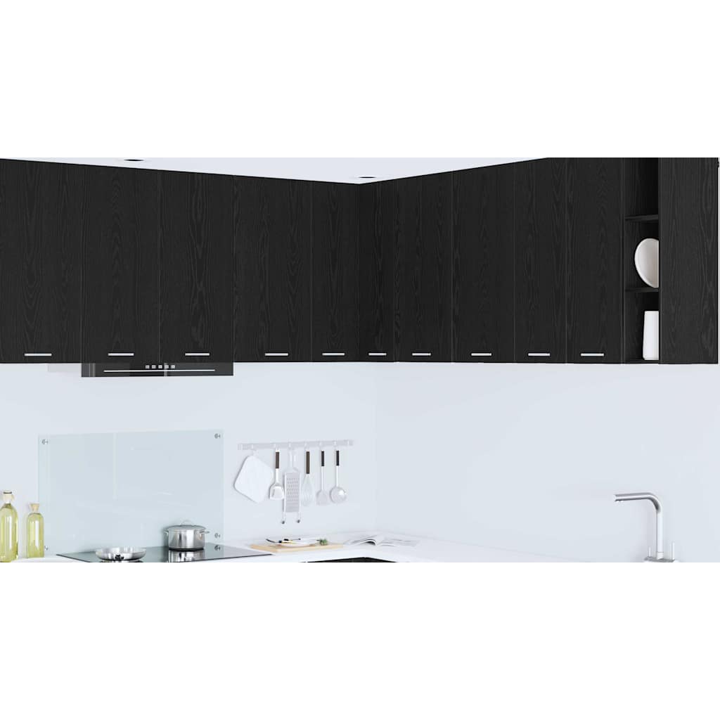 Hanging Cabinet Black Oak and White 57 x 57 x 80 cm